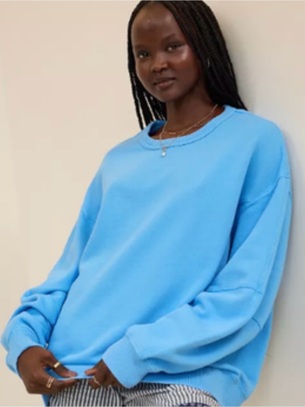 aerie Sky Blue Oversized Crewneck Sweatshirt